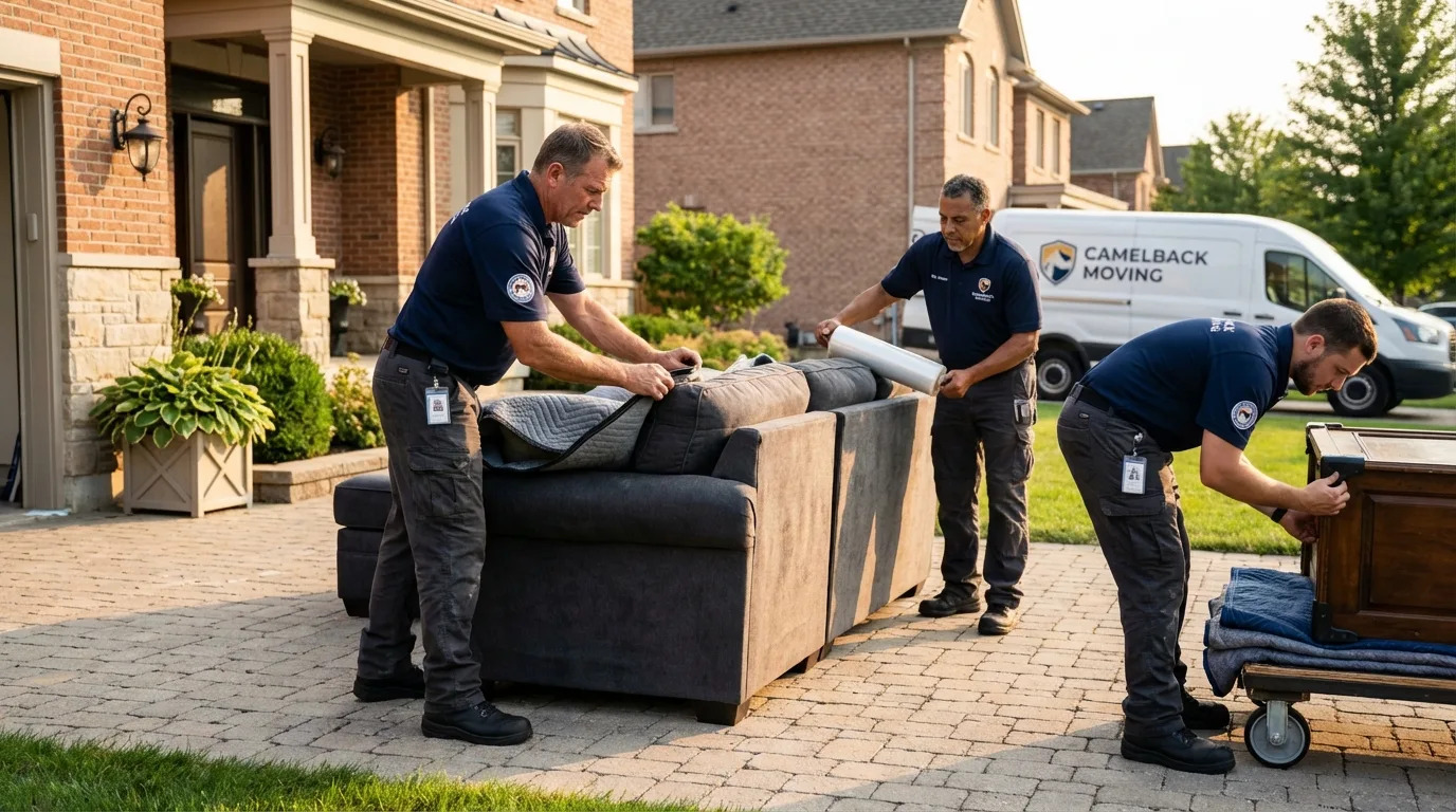 Large estate moving crew wrapping furniture in Melrose Park, IL
