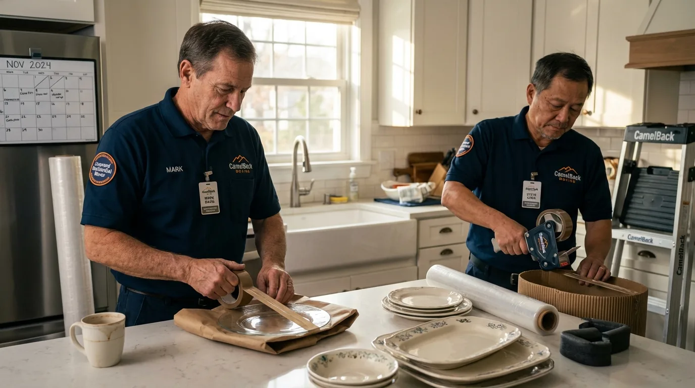 Professional crew packing kitchen dishware in Melrose Park, IL