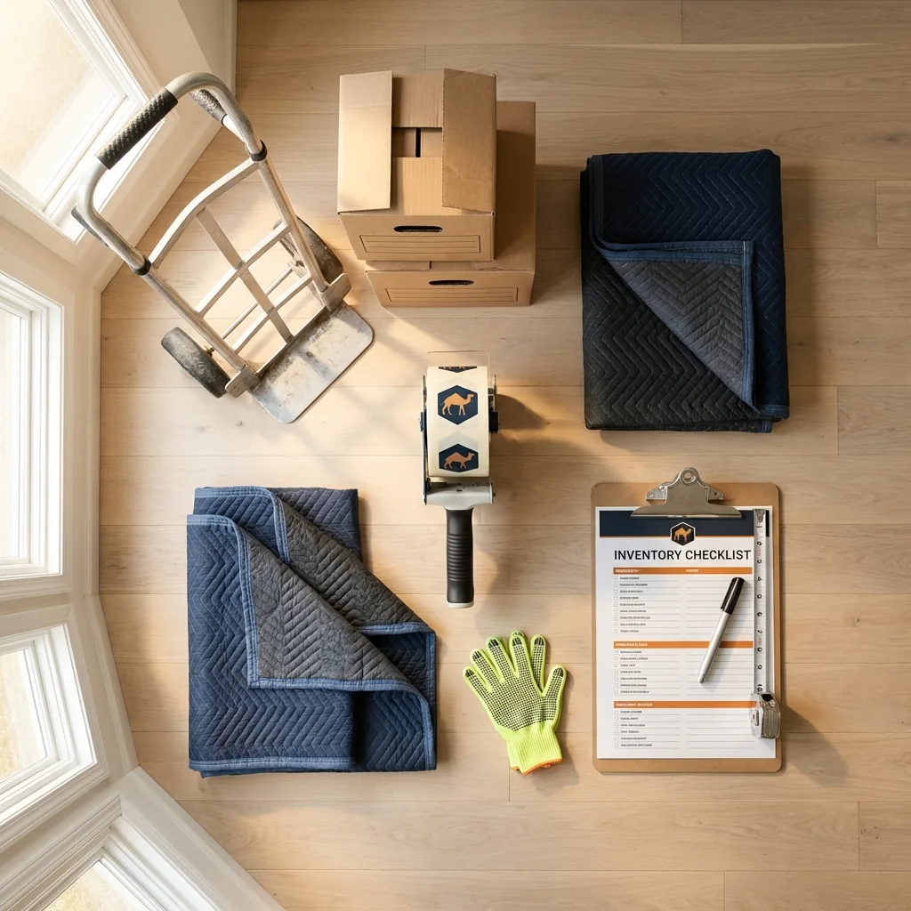 Professional moving supplies and packing materials layout for Melrose Park residential relocations